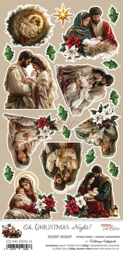 Papiery 15x30 - 2 arkusze z dodatkami do wycięcia Oh, Christmas Night Silent Nihgt CC-F41-OCN-14 Craft O'Clock