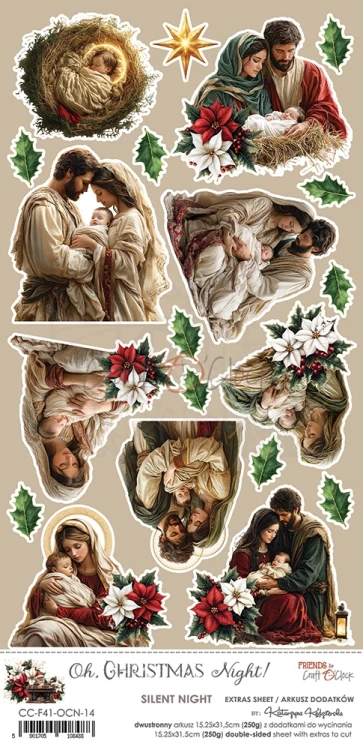 Papiery 15x30 - 2 arkusze z dodatkami do wycięcia Oh, Christmas Night Silent Nihgt CC-F41-OCN-14 Craft O'Clock