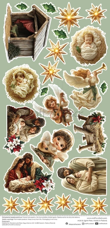 Papiery 15x30 - 2 arkusze z dodatkami do wycięcia Oh, Christmas Night Silent Nihgt CC-F41-OCN-14 Craft O'Clock