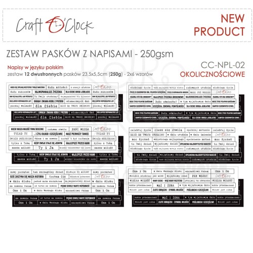 Zestaw pasków Napisy polskie okolicznościowe 12szt CC-NPL-02 Craft O'Clock