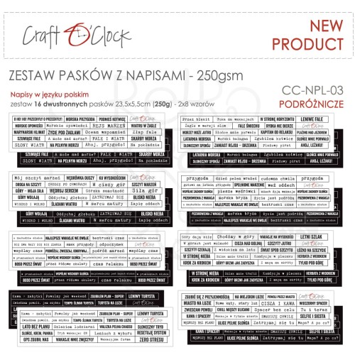 Zestaw pasków Napisy polskie podróżnicze 16szt CC-NPL-03 Craft O'Clock