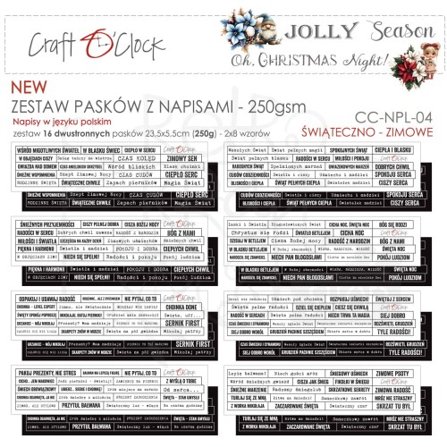 Zestaw pasków Napisy polskie świąteczno - zimowe 16szt CC-NPL-04 Craft O'Clock