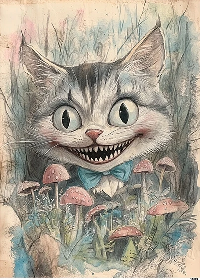 Papier ryżowy do decoupage A5 Kot z Cheshire - Alicja w Krainie Czarów 13009