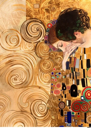 Papier ryżowy do decoupage A5 Kobieta i mężczyzna - jak Klimt 12979