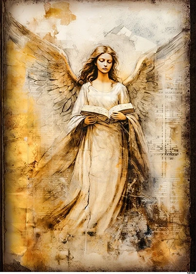 Papier ryżowy do decoupage A5 Anioł z książką 12766
