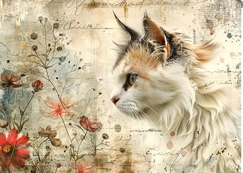 Papier ryżowy do decoupage A5 Kot 12431