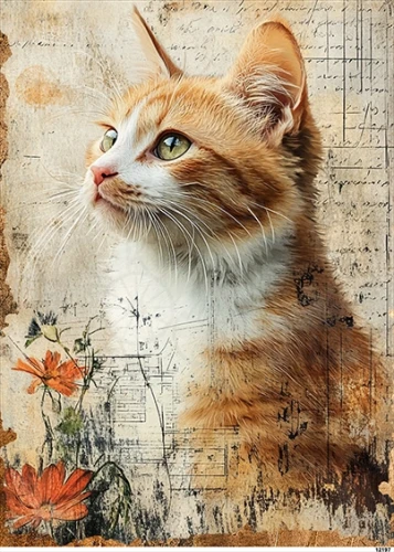 Papier ryżowy do decoupage A5 Kot 12197