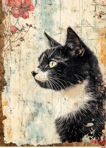 Papier ryżowy do decoupage A5 Kot 12195