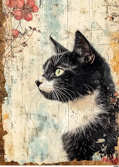 Papier ryżowy do decoupage A5 Kot 12195