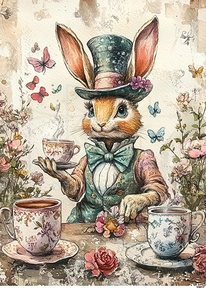 Papier ryżowy do decoupage A4 Marcowy Zając - Alicja w Krainie Czarów 13017