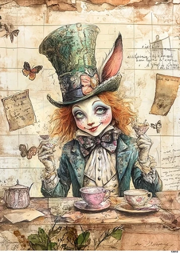 Papier ryżowy do decoupage A4 Kapelusznik - Alicja w Krainie Czarów 13010