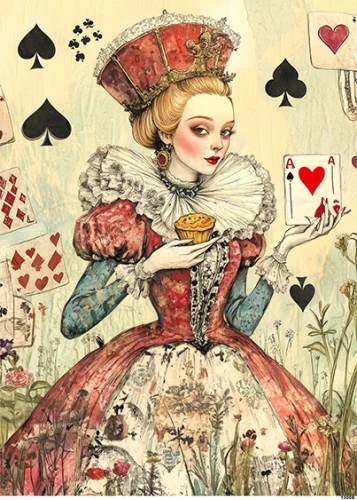 Papier ryżowy do decoupage A4 Królowa Kier - Alicja w Krainie Czarów 13008