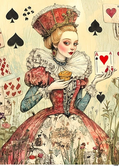 Papier ryżowy do decoupage A4 Królowa Kier - Alicja w Krainie Czarów 13008