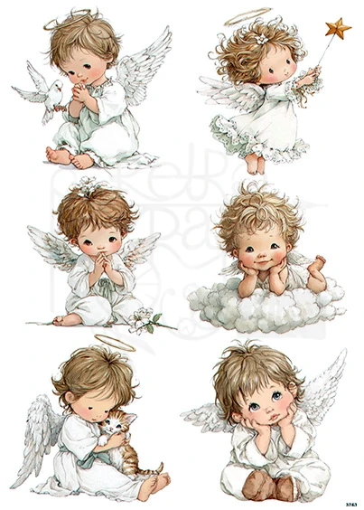Papier ryżowy do decoupage A4 Aniołki 3763