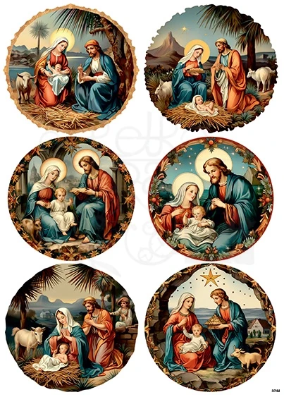 Papier ryżowy do decoupage A4 Boże Narodzenie - Święta Rodzina 3758