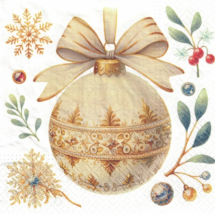 Serwetka 33x33 - Bombka z kokardką