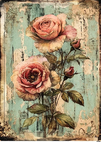 Papier ryżowy do decoupage A5 Róże retro 13255