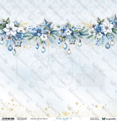 Papier do scrapbookingu 30x30 Winter Sparkle 01/02 - ScrapAndMe
