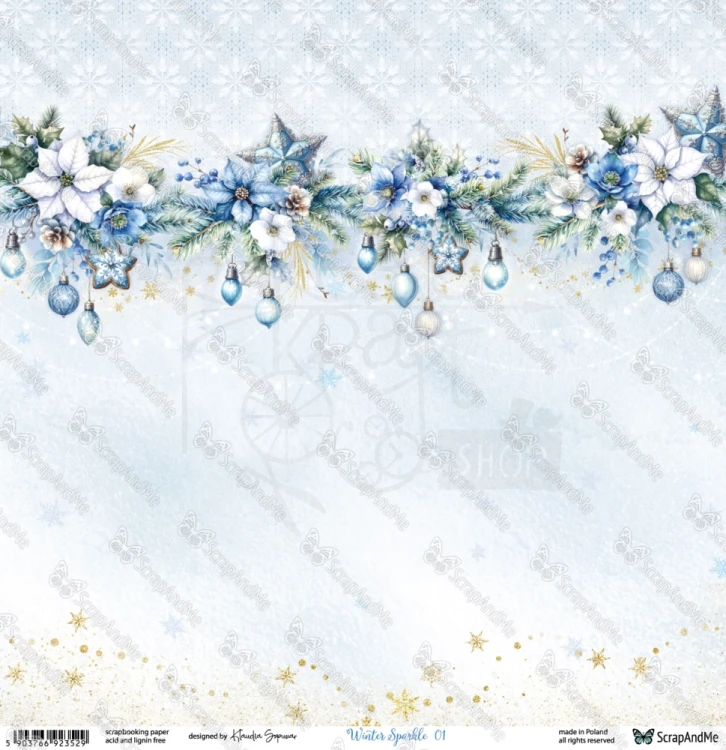 Papier do scrapbookingu 30x30 Winter Sparkle 01/02 - ScrapAndMe