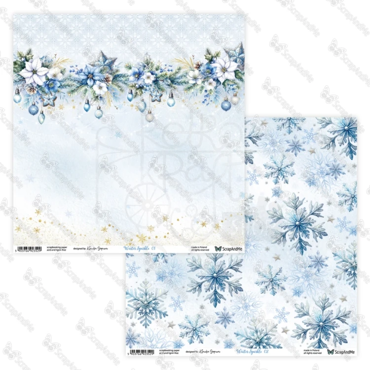 Papier do scrapbookingu 30x30 Winter Sparkle 01/02 - ScrapAndMe