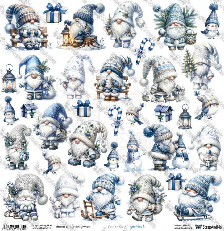 Papier 30x30 elementy do wycięcia Gnomes 6 - ScrapAndMe