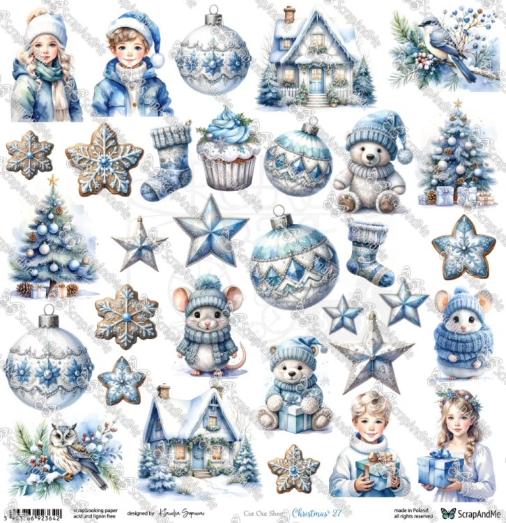 Papier 30x30 elementy do wycięcia Christmas 27 - ScrapAndMe