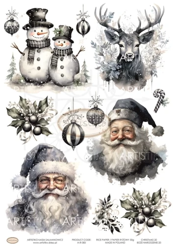 Papier ryżowy do decoupage A4 Boże Narodzenie 20 A-R-085 Artistiko