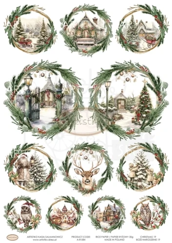 Papier ryżowy do decoupage A4 Boże Narodzenie 19 A-R-084 Artistiko