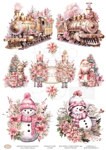 Papier ryżowy do decoupage A4 Boże Narodzenie 17 A-R-082 Artistiko