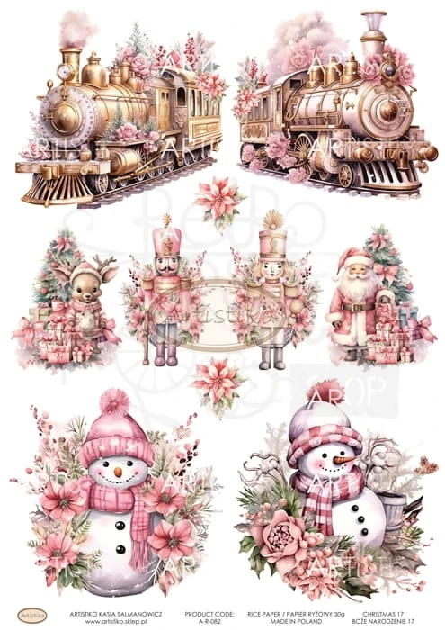 Papier ryżowy do decoupage A4 Boże Narodzenie 17 A-R-082 Artistiko