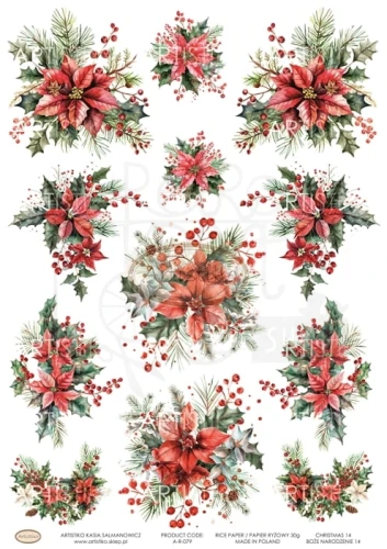 Papier ryżowy do decoupage A4 Boże Narodzenie 14 A-R-079 Artistiko