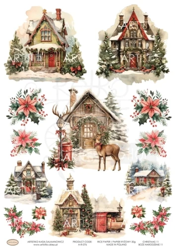 Papier ryżowy do decoupage A4 Boże Narodzenie 11 A-R-076 Artistiko