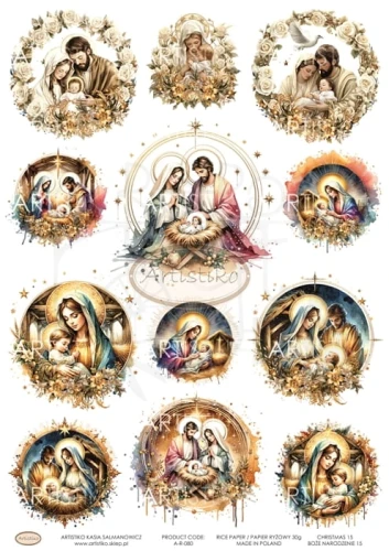Papier ryżowy do decoupage A4 Boże Narodzenie 15 A-R-080 Artistiko