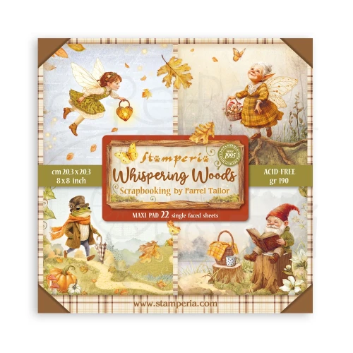Zestaw papierów jednostronnych do scrapbookingu 20x20 Whispering Woods 22 arkusze SBBSXB17 Stamperia