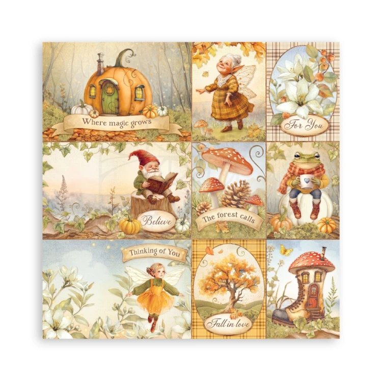 Zestaw papierów jednostronnych do scrapbookingu 20x20 Whispering Woods 22 arkusze SBBSXB17 Stamperia