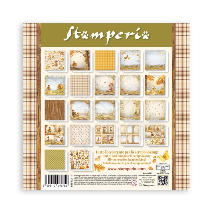 Zestaw papierów jednostronnych do scrapbookingu 20x20 Whispering Woods 22 arkusze SBBSXB17 Stamperia