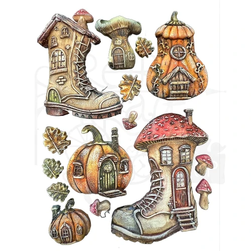 Foremka silikonowa A5 Whispering Woods Buty domki KACMA586 Stamperia