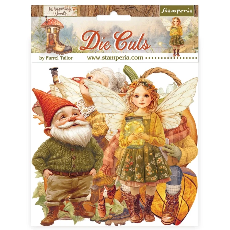Ozdoby kształty tekturowe Die Cuts Whispering Woods 47 szt DFLDC120 Stamperia