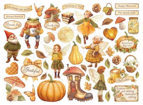 Ozdoby kształty tekturowe Die Cuts Whispering Woods 47 szt DFLDC120 Stamperia