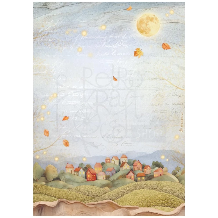 Papier ryżowy do decoupage A4 Whispering Woods Widok pagórki DFSA41058 Stamperia