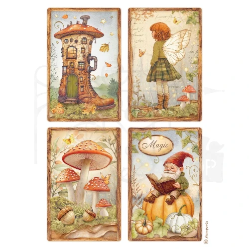 Papier ryżowy do decoupage A4 Whispering Woods 4 Karty DFSA41062 Stamperia