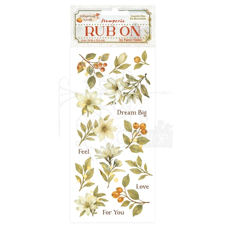 Rub-on transfer 10x21.6cm Whispering Woods Magnolia DFLRB184 Stamperia