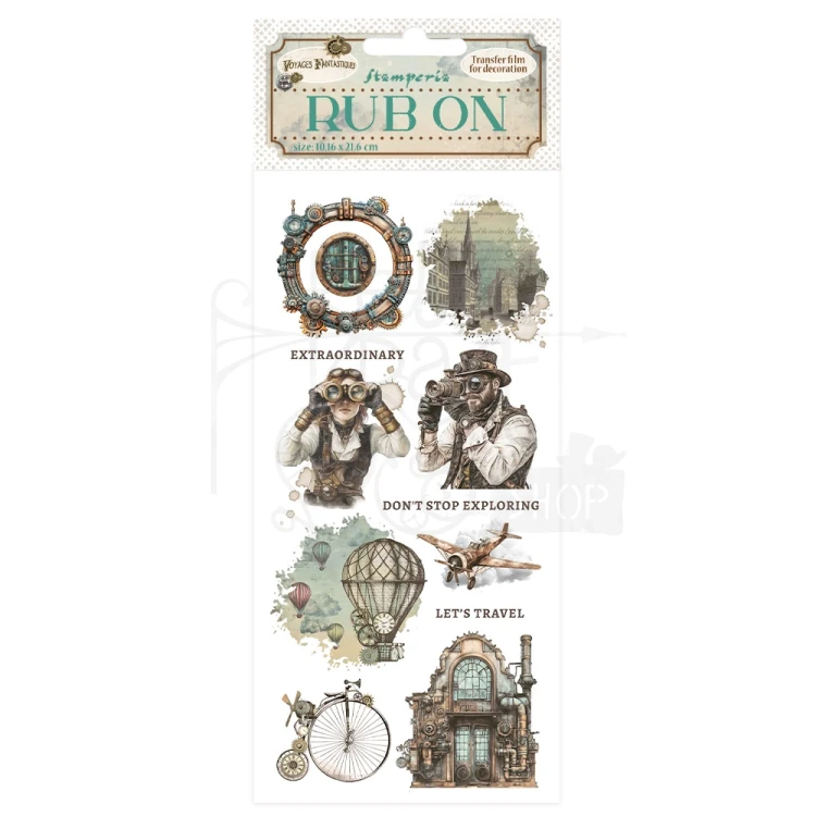 Rub-on transfer 10x21.6cm Voyages Fantastiques Mechanizm DFLRB192 Stamperia