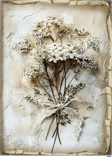 Papier ryżowy do decoupage A5 Białe kwiaty retro 13631