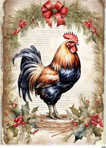 Papier ryżowy do decoupage A5 Kogut w wianku 13580