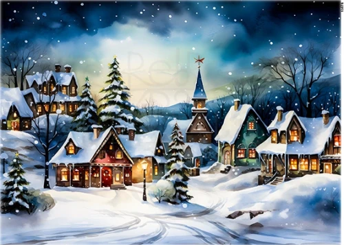 Papier ryżowy do decoupage A5 Miasteczko nocą 13575
