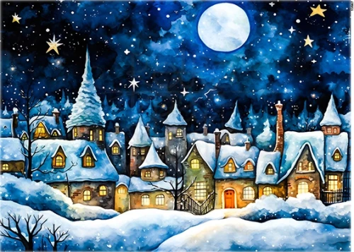 Papier ryżowy do decoupage A5 Miasteczko nocą 13567