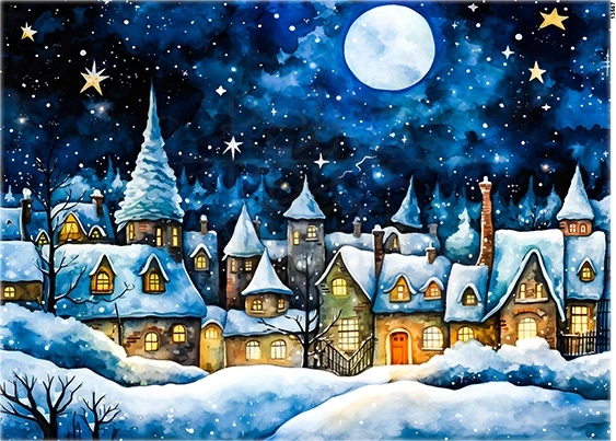 Papier ryżowy do decoupage A5 Miasteczko nocą 13567
