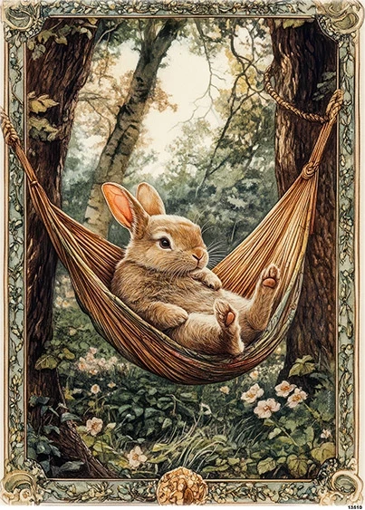 Papier ryżowy do decoupage A5 Zając leży na hamaku 13510