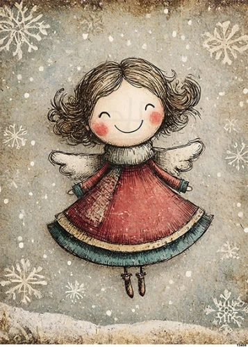 Papier ryżowy do decoupage A5 Aniołek - dziewczynka 13404